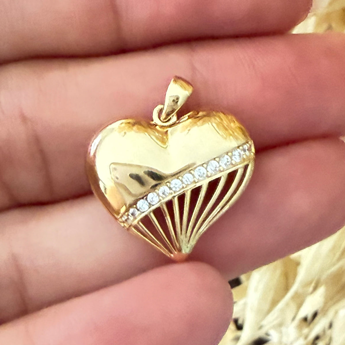 Reversible Heart Pendant/ 2.72gr / 2cm / 18K Italian Gold