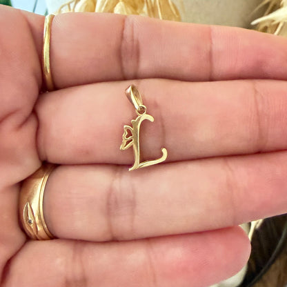 Initial L Butterfly Pendant/ 0.59gr / 1.8cm / 18K Italian Gold