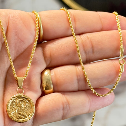 Cadena de cuerda con colgante/ 4.57g/ 60cm/ 2mm/ Oro italiano de 18K