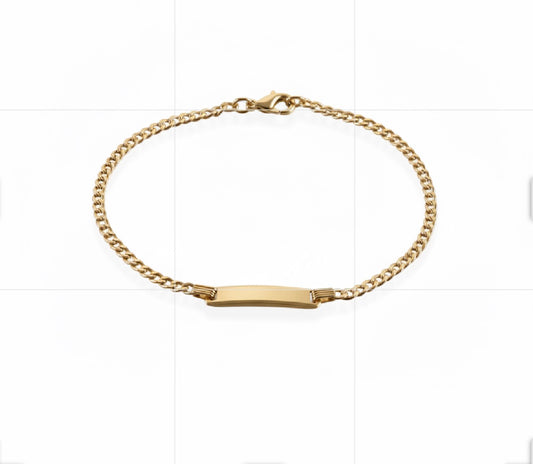 PULSERA CUBANA DE BEBÉ CON PLACA DE NOMBRE
