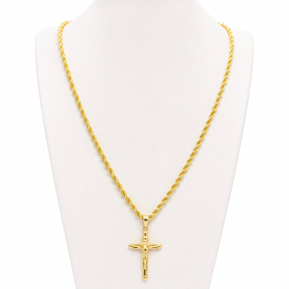 Cadena de cuerda con colgante / 8,6g / 60cm / 4mm / Oro italiano de 18K