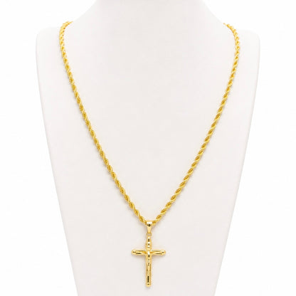 Cadena de cuerda con colgante / 8,6g / 60cm / 4mm / Oro italiano de 18K
