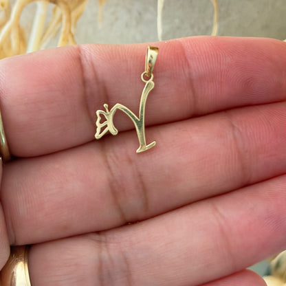 Initial Y Butterfly Pendant/ 0.74gr / 2cm / 18K Italian Gold