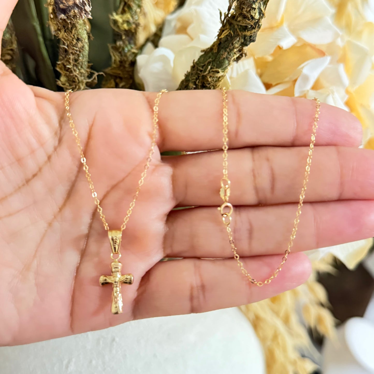 Forzatina Chain with Cross Pendant / 1.73 gr / 50 cm / 1.3 mm / 18K Italian Gold