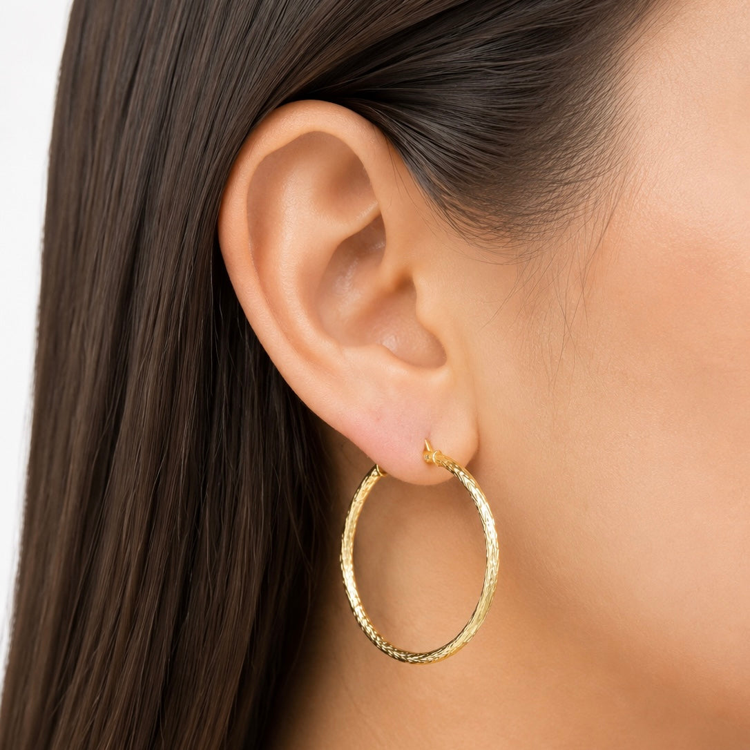 Paris Hoop Earrings / 1.84 gr / 3.5 cm / 18k Italian Gold