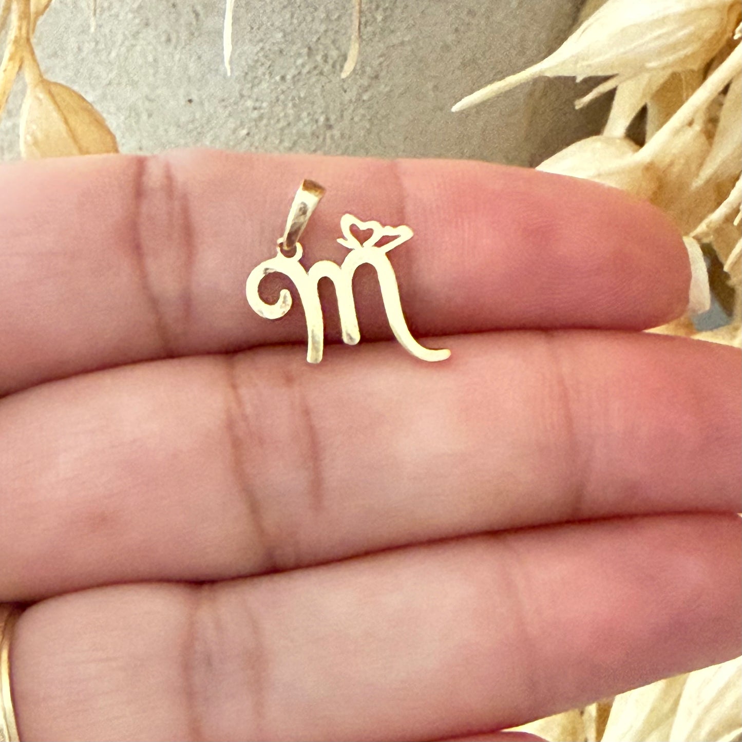 Initial M Butterfly Pendant/ 0.90gr / 1.5cm / 18K Italian Gold