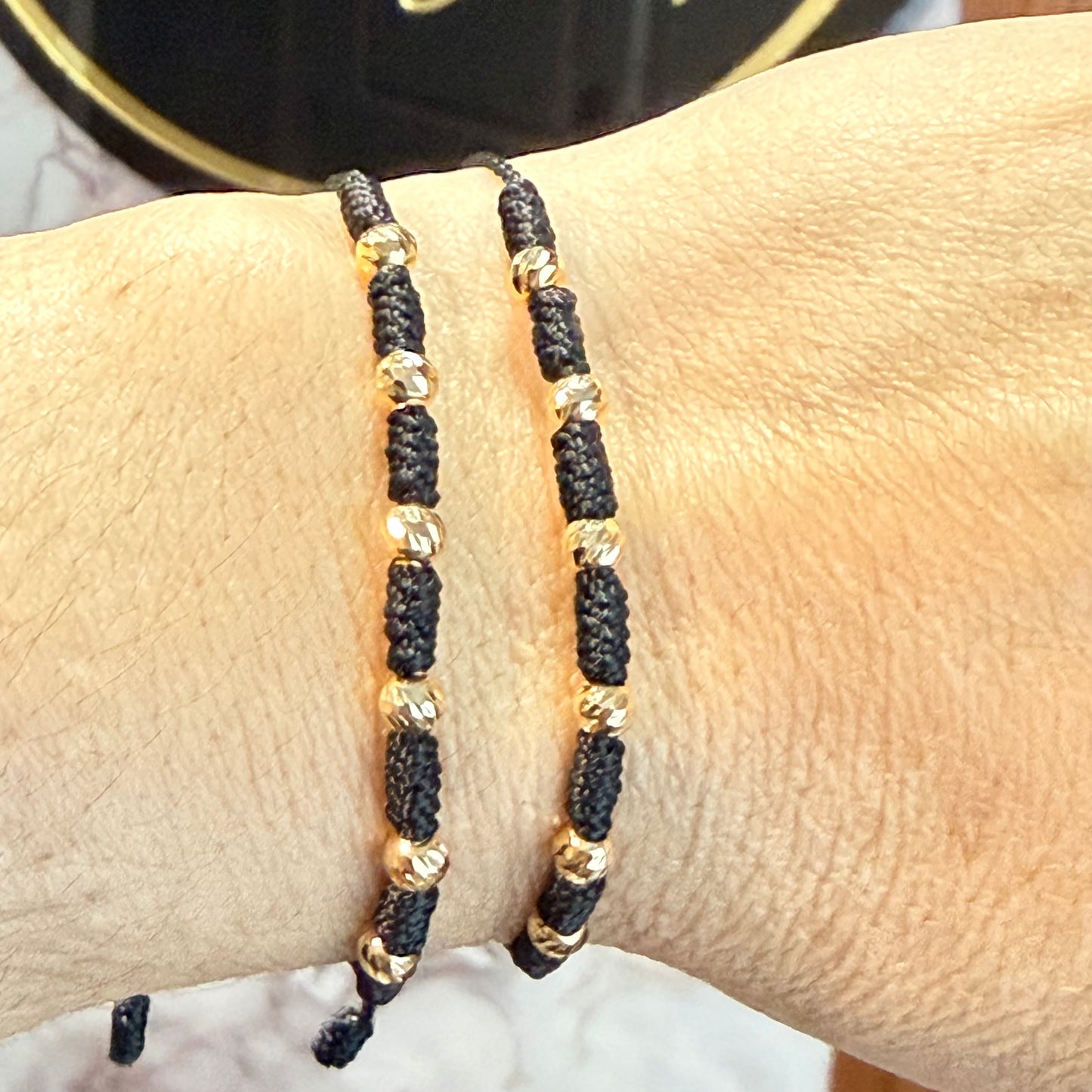 7-Knot Bracelet Duo with No. 4 mm Gold Beads