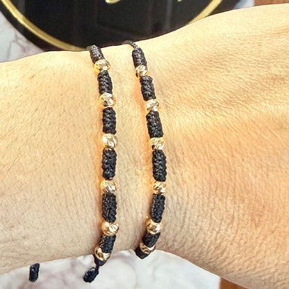 7-Knot Bracelet Duo with No. 4 mm Gold Beads
