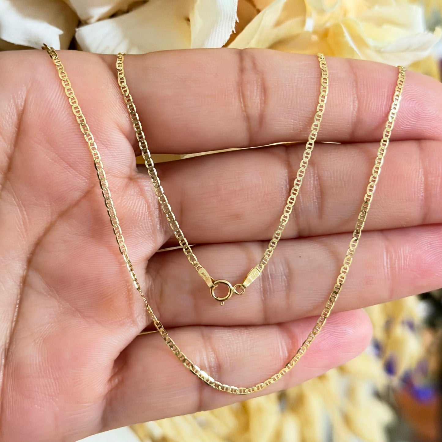 Flat Mariner Chain / 1.7 gr / 45 cm / 1.8 mm / 18K Italian Gold