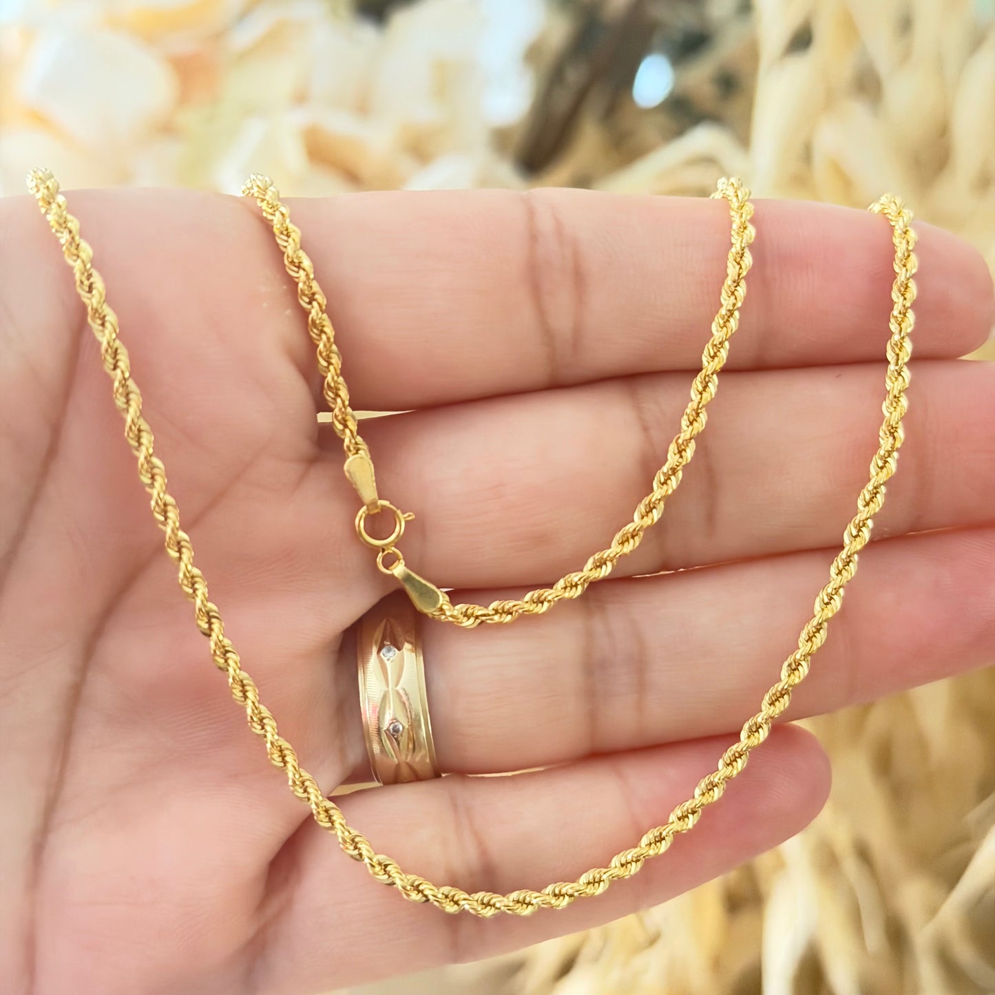 Cadena de Cuerda / 3.46 gr / 60 cm / 2.5 mm / Oro italiano de 18K