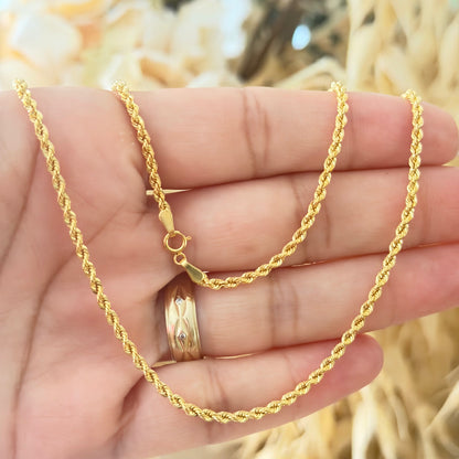 Cadena de Cuerda / 3.46 gr / 60 cm / 2.5 mm / Oro italiano de 18K