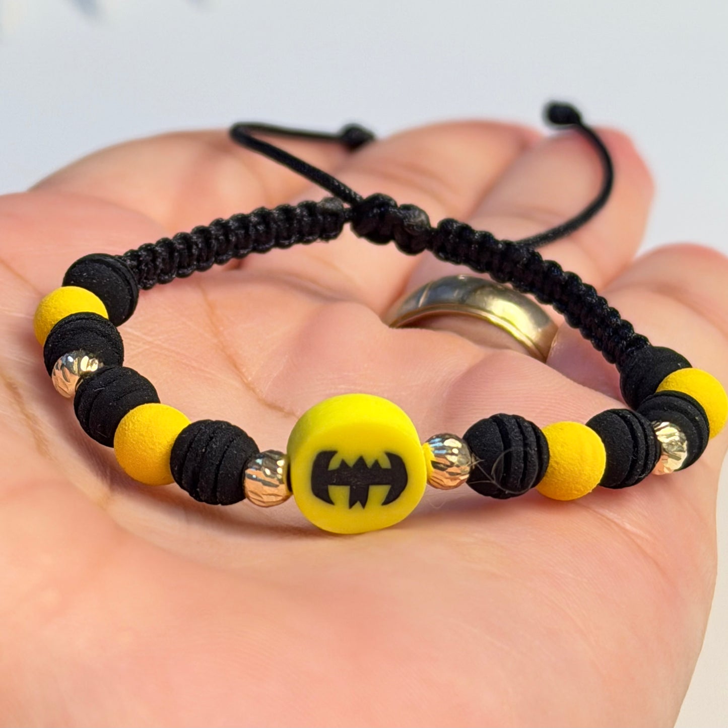 Pulsera de superhéroe Batman con cuentas doradas para niños/4mm