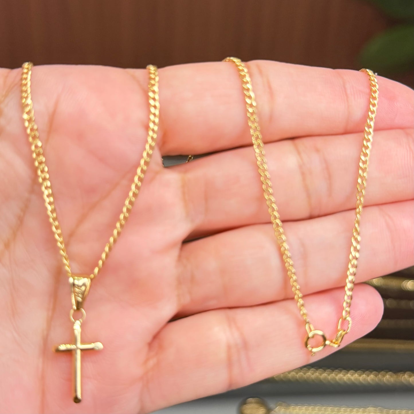 Mini Cuban Chain With Pendant / 2.3g/ 50cm/ 1mm/ 18K Italian Gold