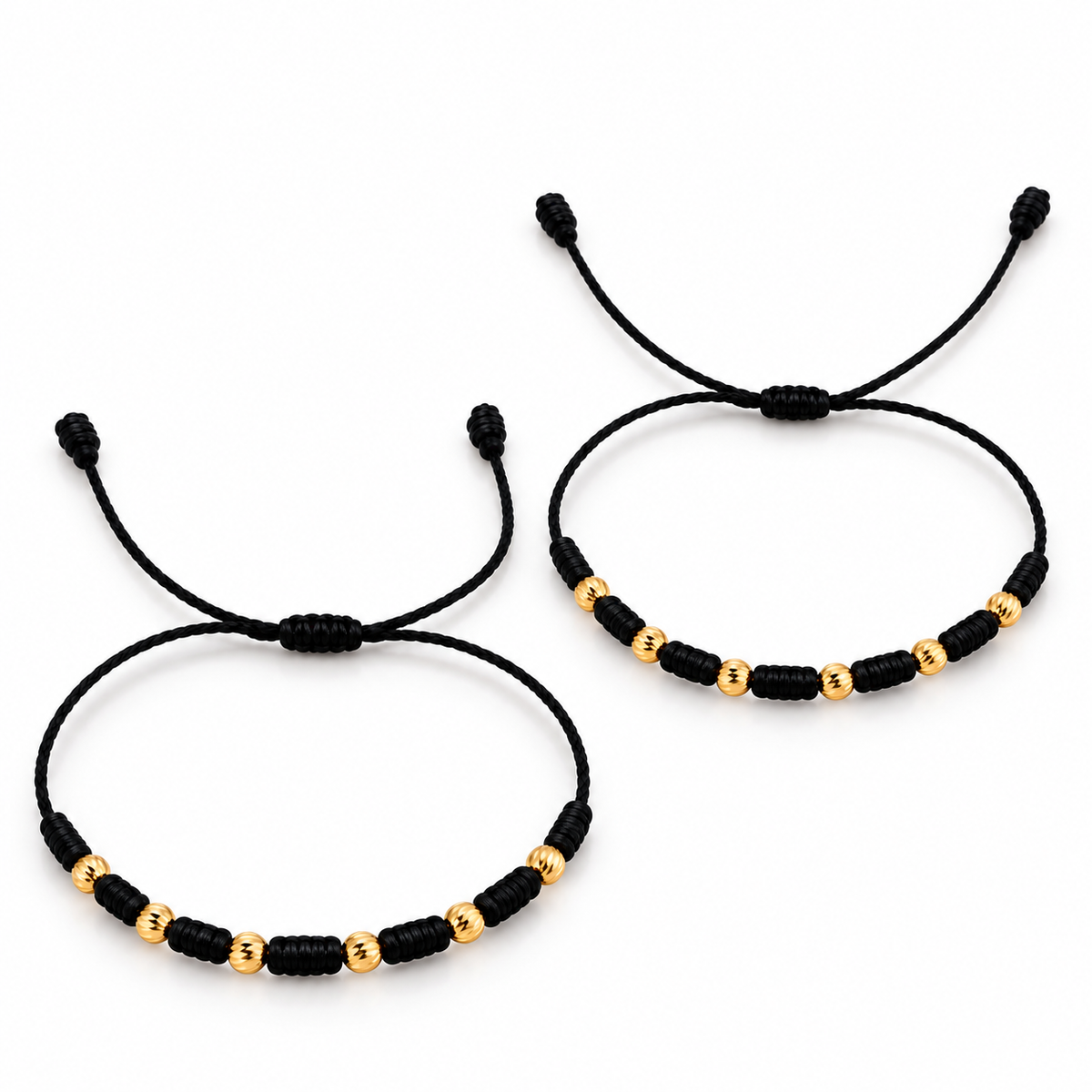 7-Knot Bracelet Duo with No. 4 mm Gold Beads