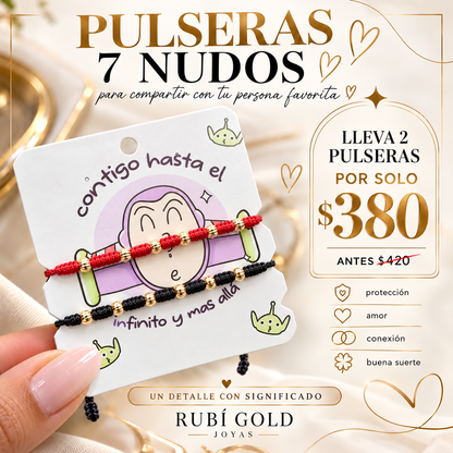 7-Knot Bracelet Duo with No. 5 Gold Beads