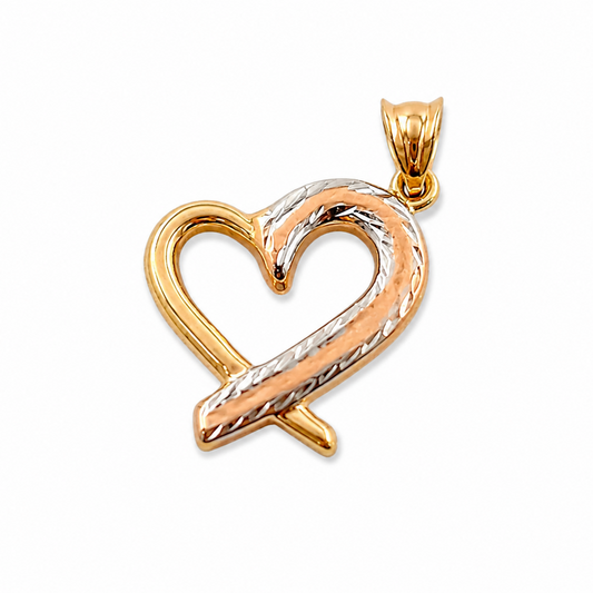 TRI-COLOR GOLD HEART PENDANT
