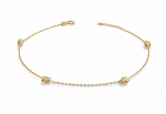CLASSIC LINK ANKLET WITH FLOWER CHARM