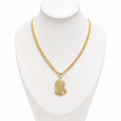CUBAN LINK CHAIN WHIT PENDANT / 16.67g/ 60cm/ 5mm/ 18k ITALIAN GOLD