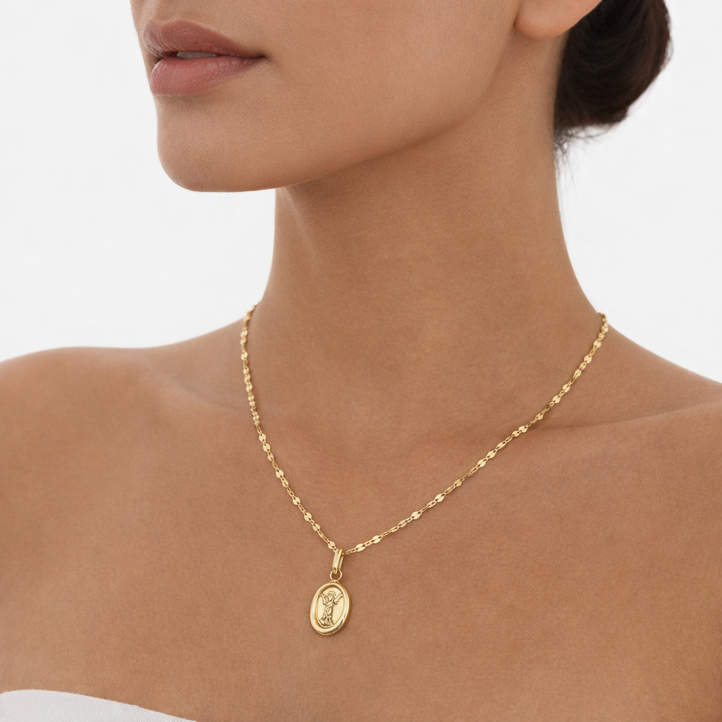 MIRROR FLOWER CHAIN WITH OUR LADY OF DIVINO NIÑO PENDANT