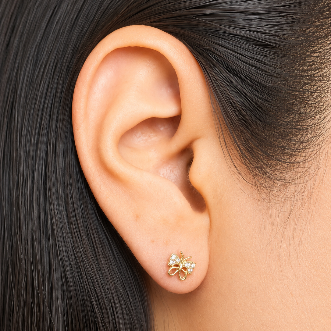 PENDIENTES DE MARIPOSA / 1gr / 7mm / ORO 18K