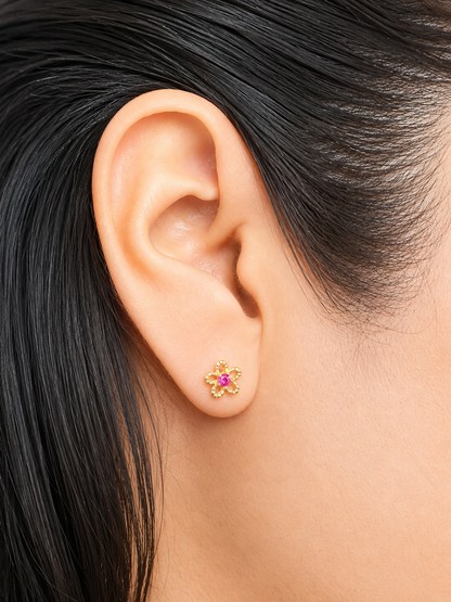 STUD EARRINGS FLOWER / 1gr / 5 MM / 18K ITALIAN GOLD