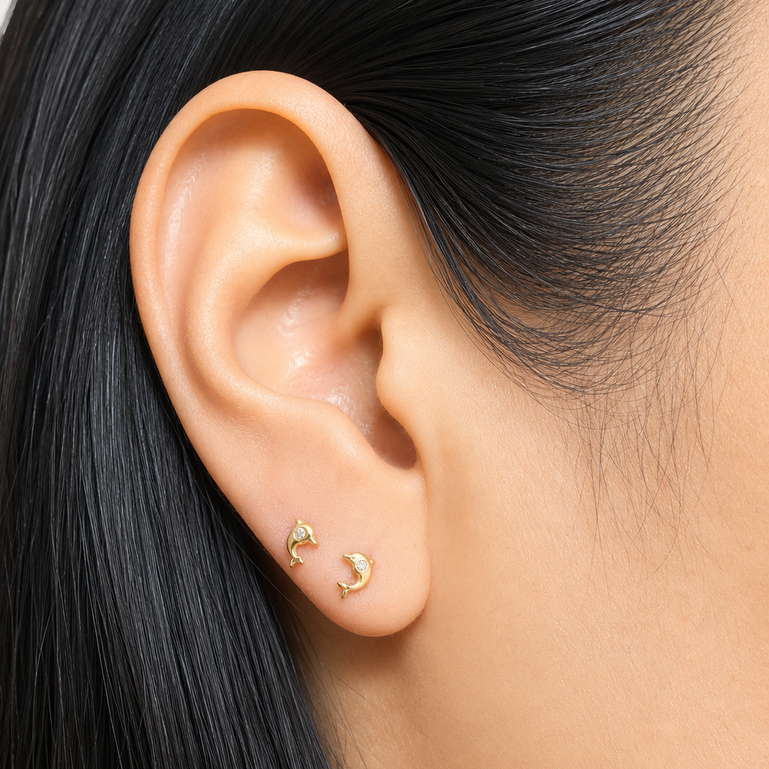 DOLPHIN  EARRINGS / 4 MM / 18K ITALIAN GOLD
