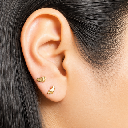 STUD EARRINGS FOOTPRINTS / 0.7gr / 6 MM / GOLD 18K