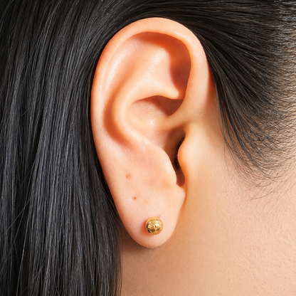 DIAMOND-CUT BALL STUD EARRINGS /  NO. 4/ 4 MM / 18K GOLD