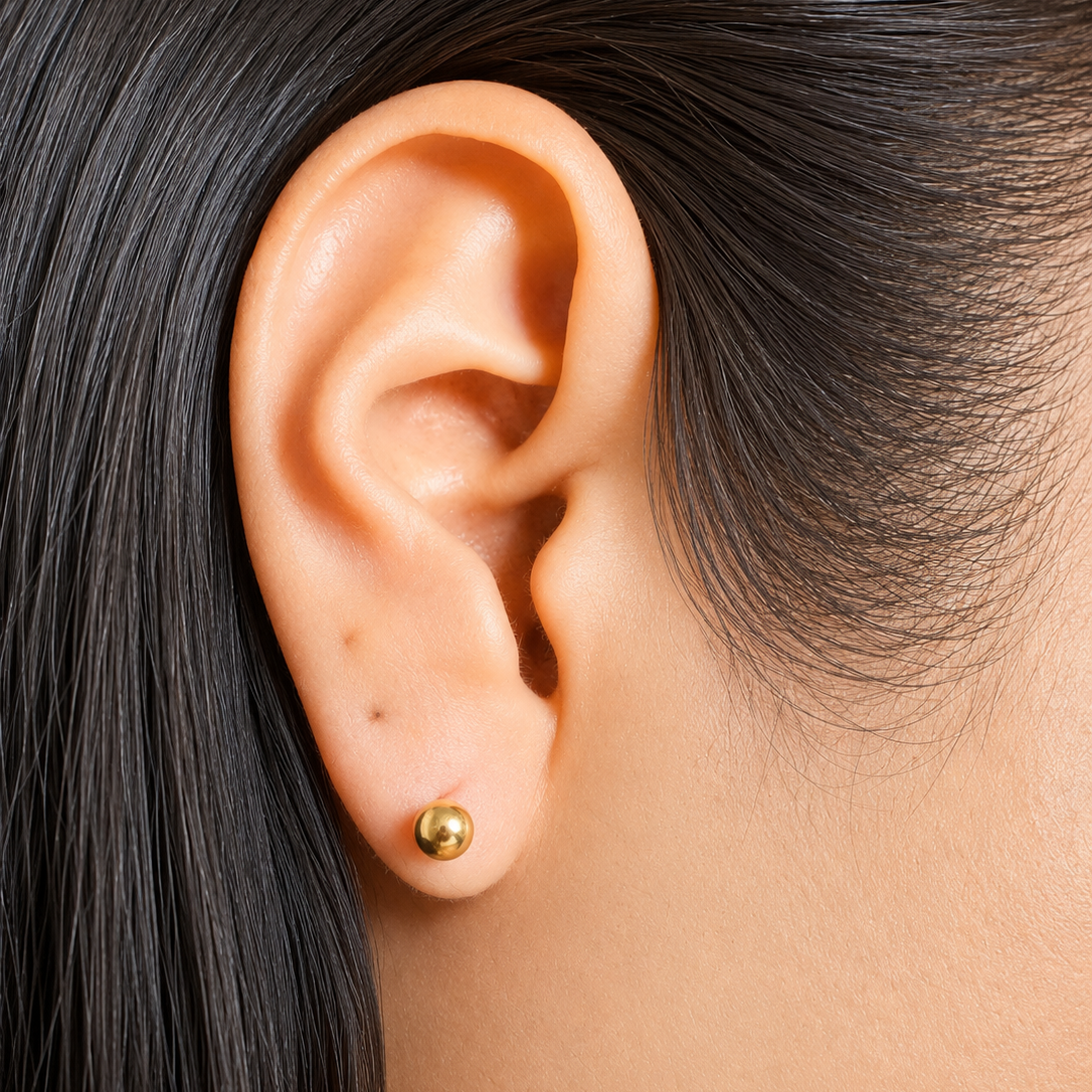 STUD EARRINGS / NO. 5 / 5mm / 18K GOLD