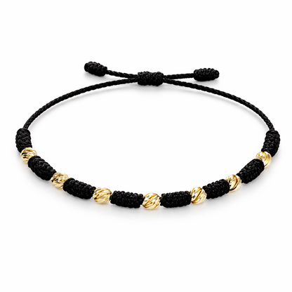 7/PULSERA NUDO CON CUENTAS DE ORO