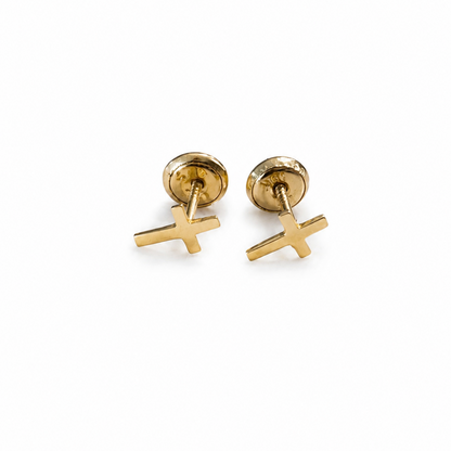 CROSS EARRINGS / 0.5gr / 4mm / GOLD 18K