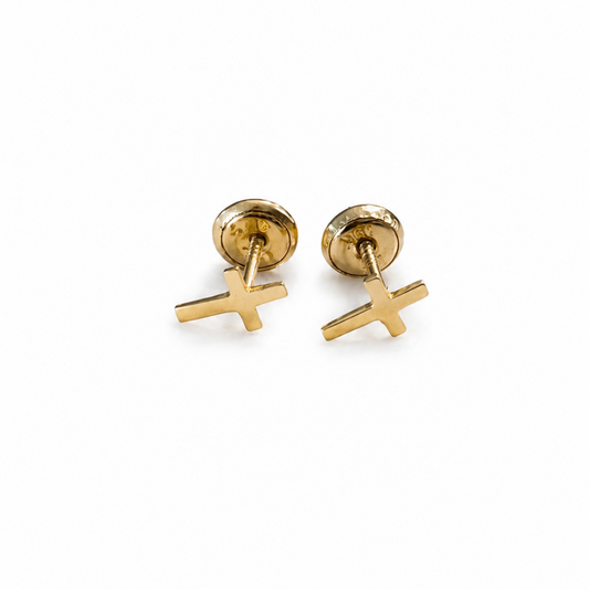 CROSS EARRINGS / 0.5gr / 4mm / GOLD 18K