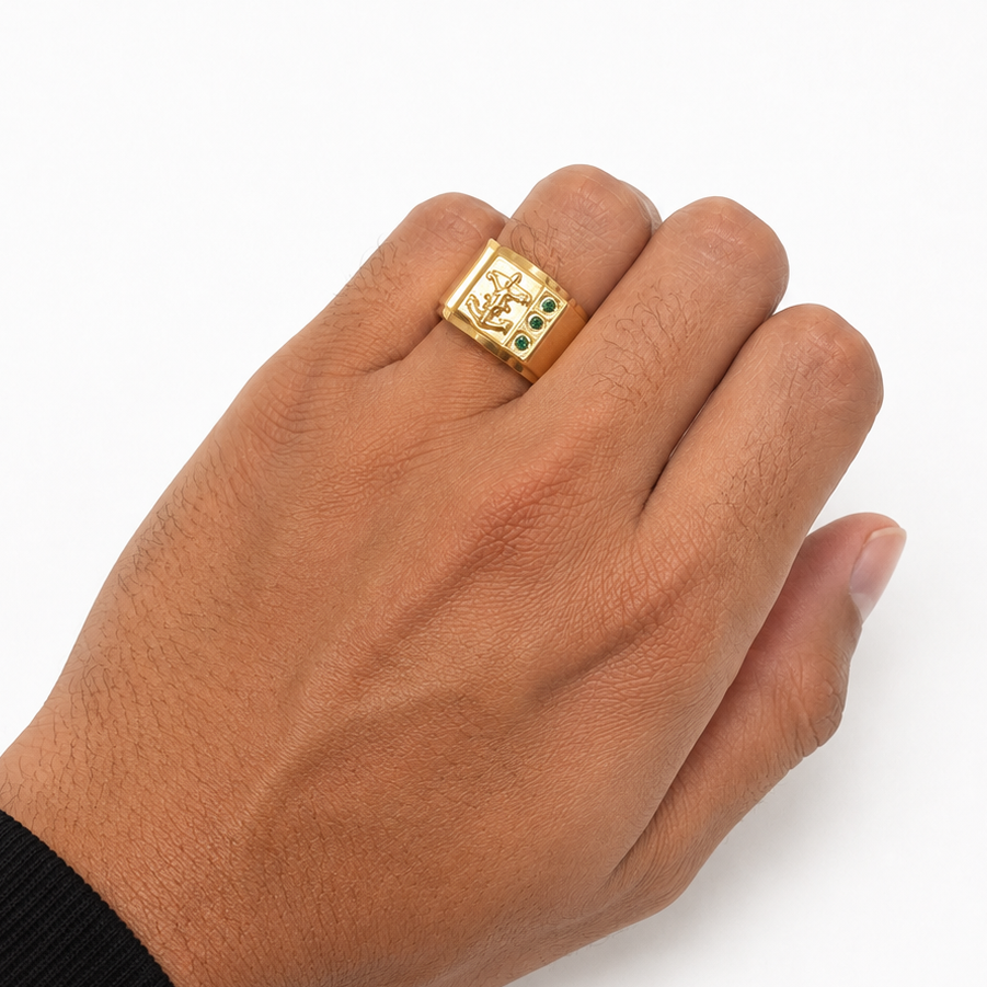 Anchor Ring / 3.38 gr / Size 11 / 7 mm / 18K Gold