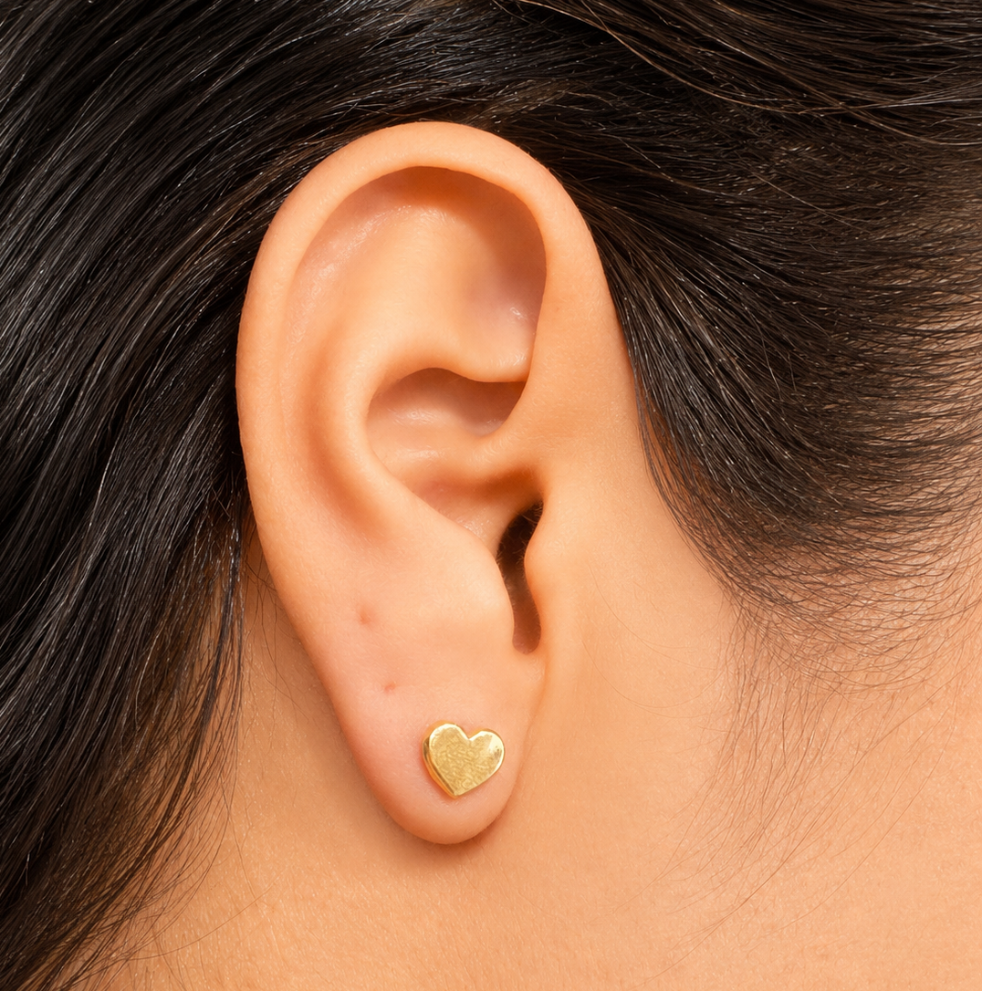 Heart Earrings/ 0.7g/ 6mm/ Gold 18K
