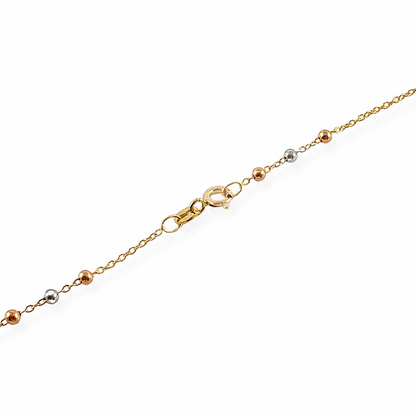 TRI-COLOR GOLD ROLL-ON CHAIN / 3.1g/ 40cm/ 2mm/ 18k  ITALIAN GOLD