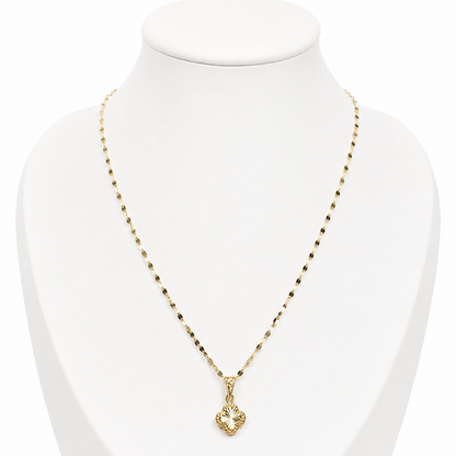 Flower Mirror Chain With Clover Pendant/ 1.6g/ 45cm