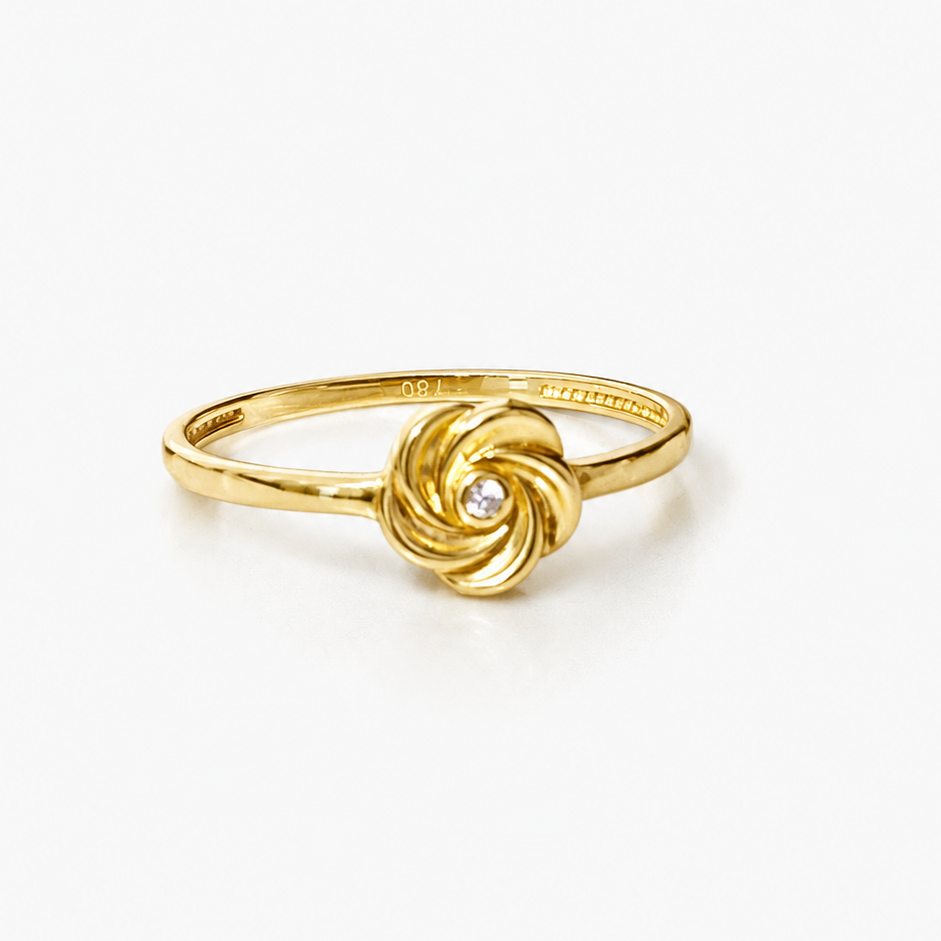 Flower Ring / 1.15 gr / Size 7 / 18K Italian Gold