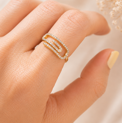 Anillo de clip / 2.23 gr / Talla 7 / 8 mm / Oro italiano de 18K