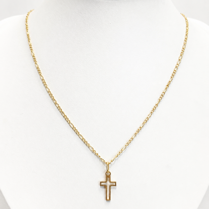 FIGARO CHAIN WITH CROSS PENDANT/ 2.1g/ 45cm / 2mm/ 18k ITALIAN GOLD