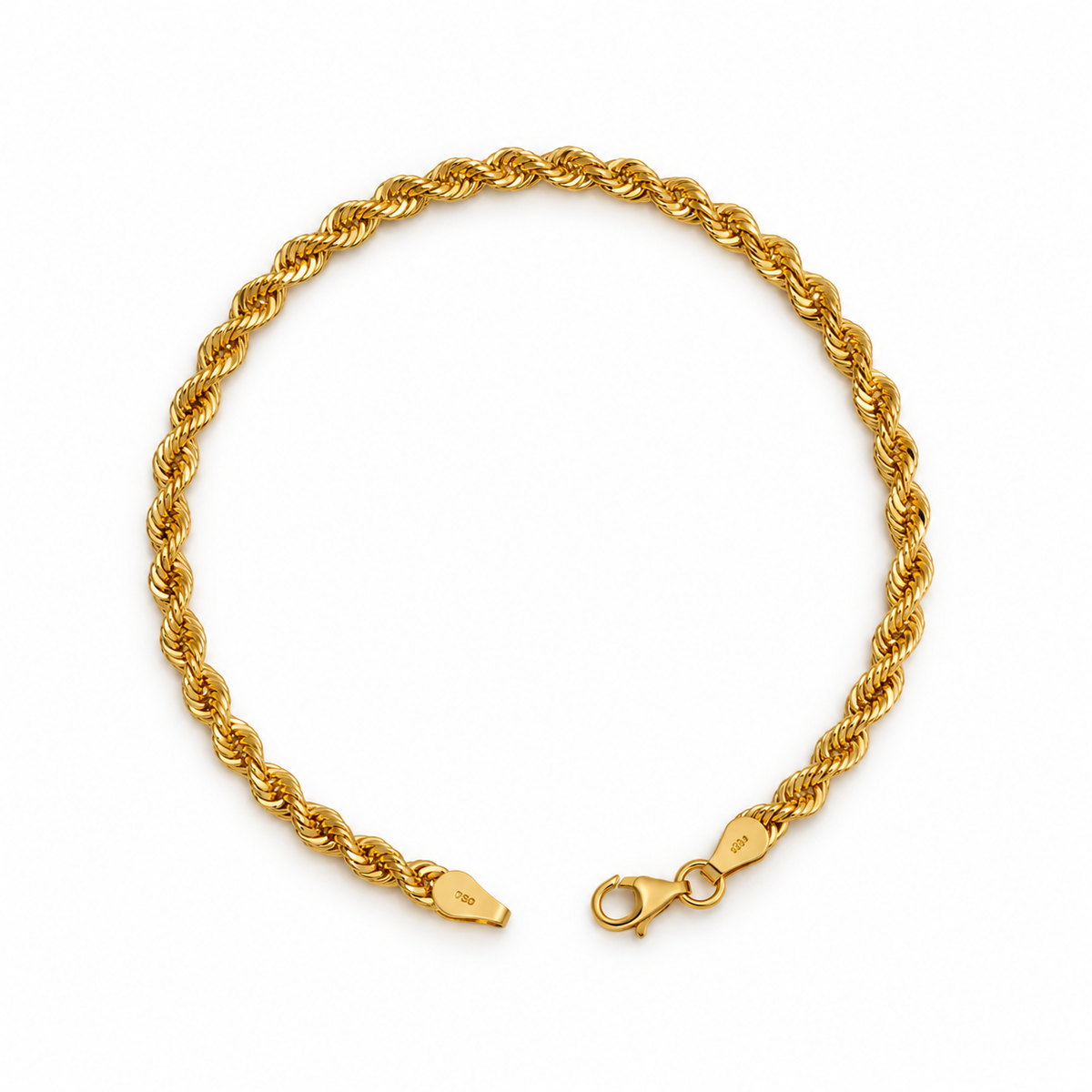Rope Bracelet / 2.9 gr / 19.5 cm / 4 mm / 18K Italian Gold