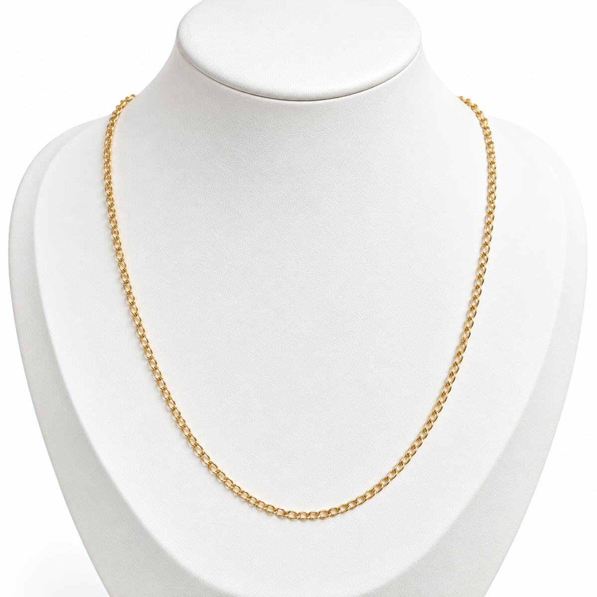 Solid Cuban Link Chain / 6.38 gr / 45 cm / 2 mm / 18K Italian Gold