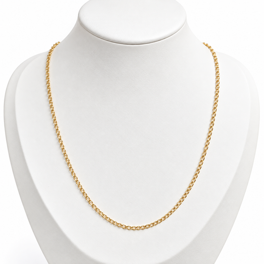 Solid Cuban Link Chain / 6.38 gr / 45 cm / 2 mm / 18K Italian Gold