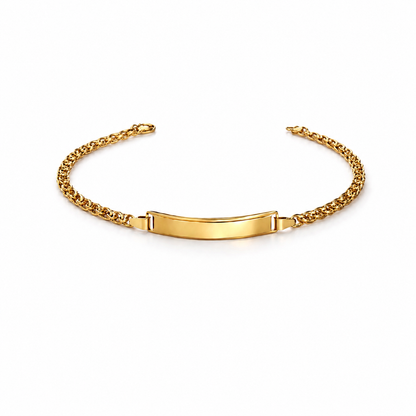 PULSERA CON PLACA DE IDENTIFICACIÓN / 2.8g/ 18cm/ 3mm/ ORO ITALIANO de 18k
