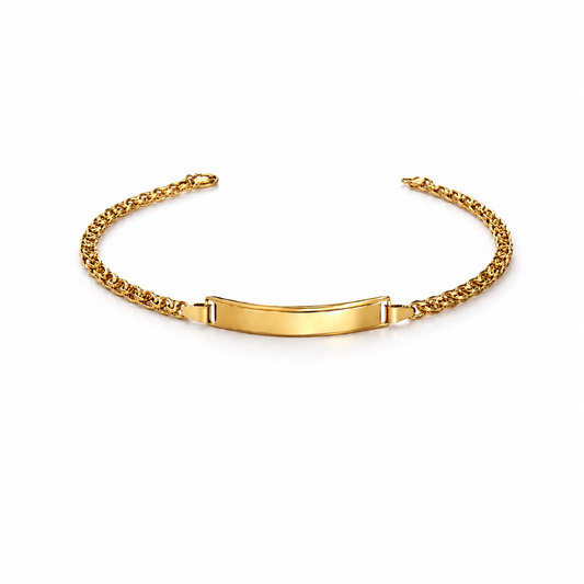 BRACELET WITH NAMEPLATE / 2.8g/ 18cm/ 3mm/ 18k ITALIAN GOLD
