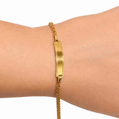 PULSERA CON PLACA DE IDENTIFICACIÓN / 2.8g/ 18cm/ 3mm/ ORO ITALIANO de 18k