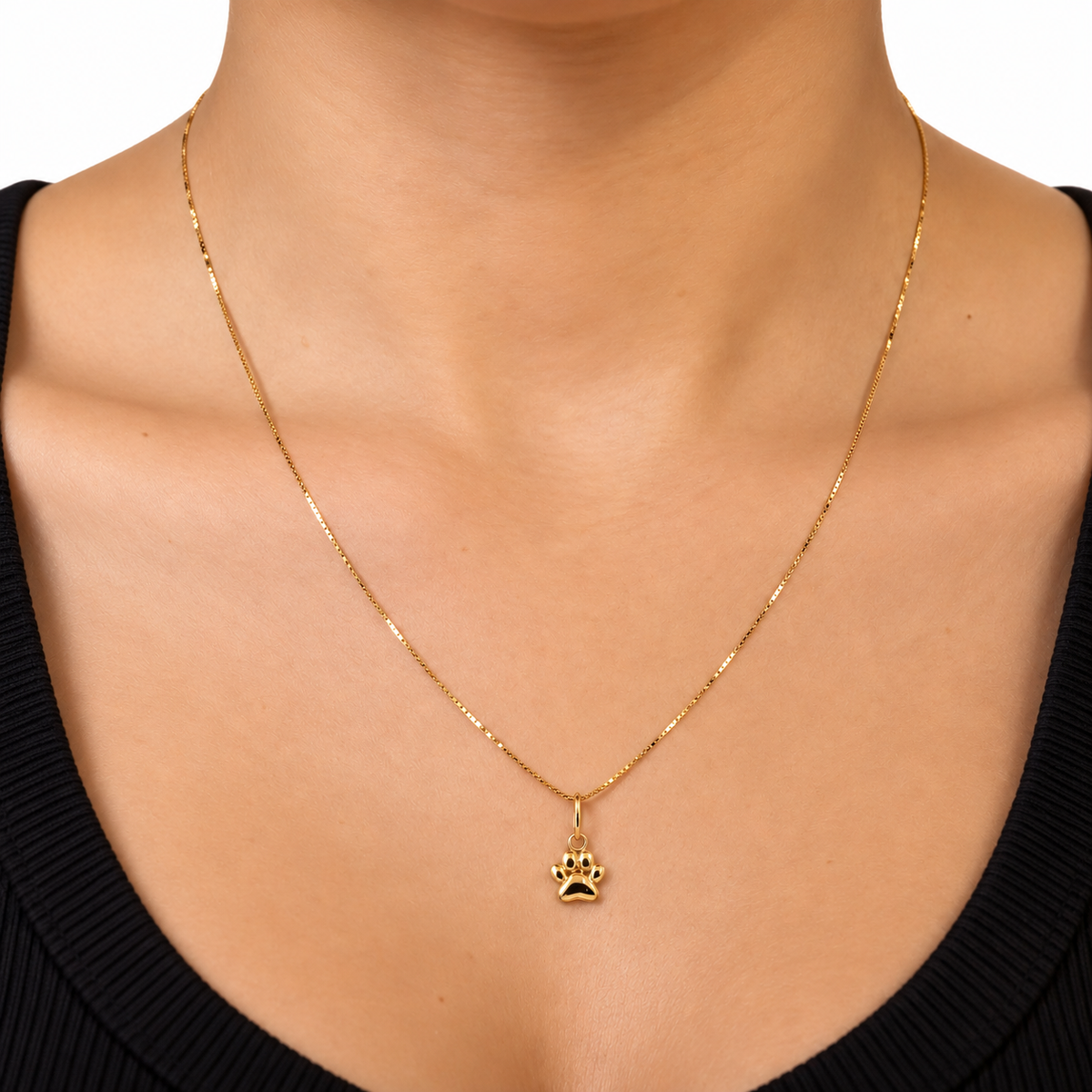 Veneciana Chain With Paw Print Pendant / 1.95 gr / 50 cm / 1 mm / 18K Italian Gold