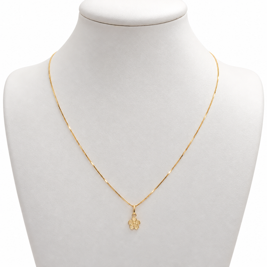 Venetian Chain with Flower Pendants / 1.97 gr / 45 cm / 1 mm / 18K Italian Gold
