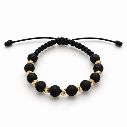 Black Macramé Gold Beaded Bracelet