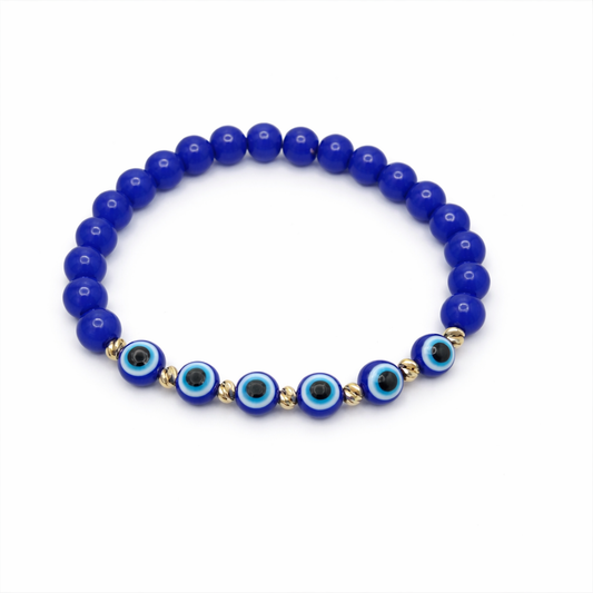 ELASTIC BLUE BRACELET WITH EVIL EYE