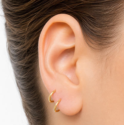 Diamond-Cut Hoop Earrings / Per Piece / 1 cm / 18k Italian Gold